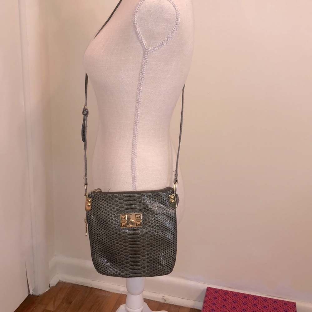 Gianni Bini Crossbody Charcoal Embossed Leather // Gold hardware